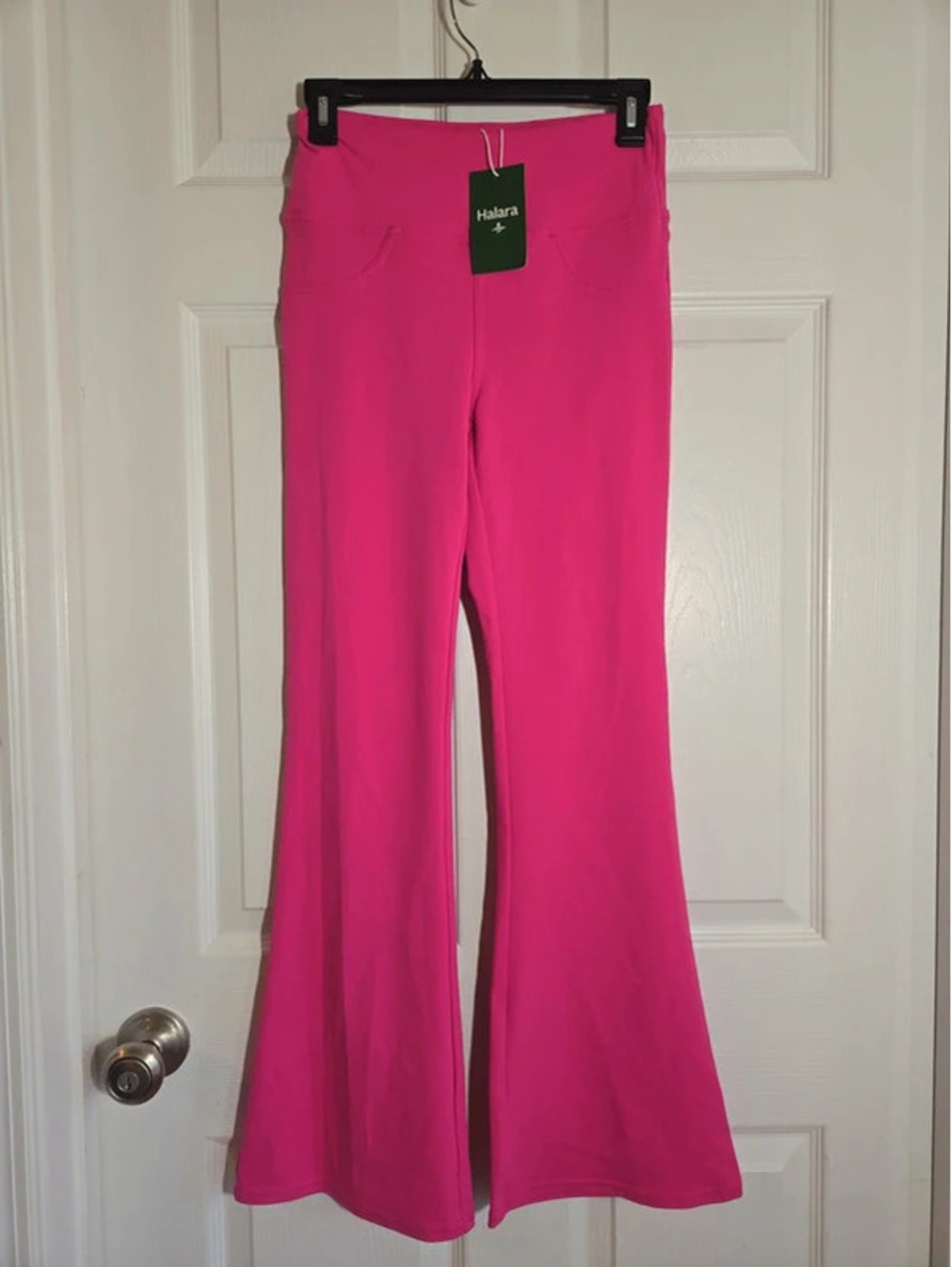 Halara beanie pink flare pants size small petite